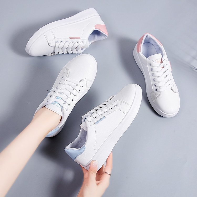 Giày Sneaker Màu Trơn Cột Dây Thoải Mái Cho Nữ