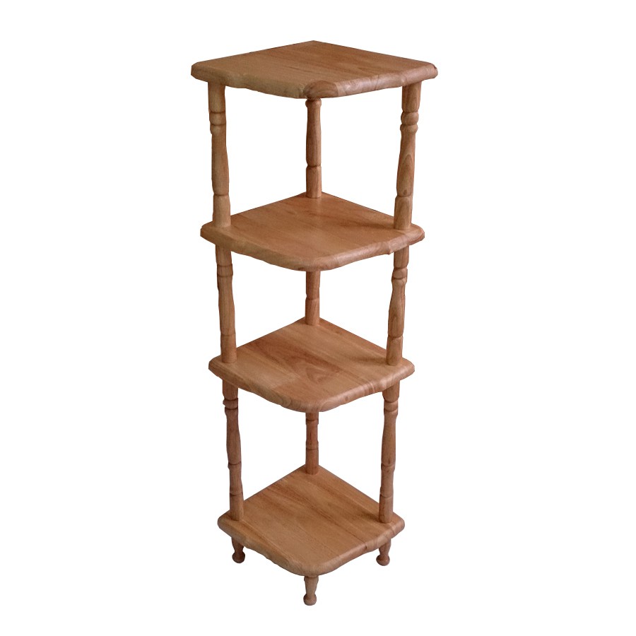 Kệ góc 4 tầng nhỏ gỗ cao su màu tự nhiên | BigBuy360 - bigbuy360.vn