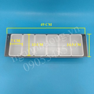 Hộp đựng nguyên liệu , khay đựng topping 6 ngăn