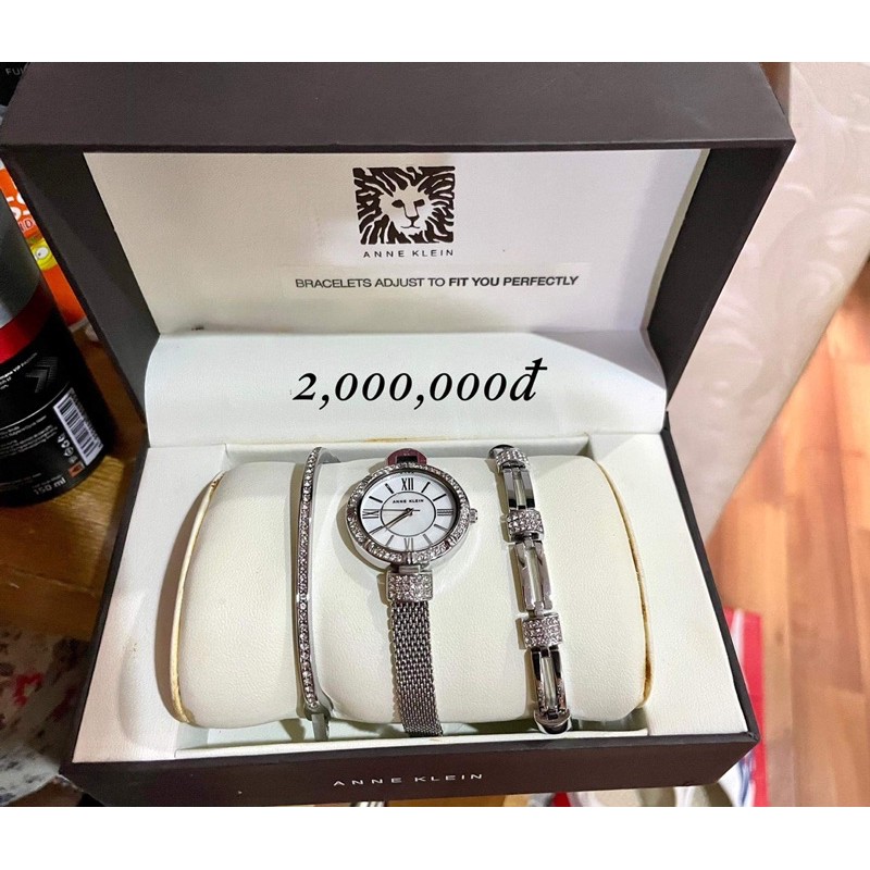 Set đồng hồ nữ Anne Klein (2 vòng tay kim loại) - secondhand