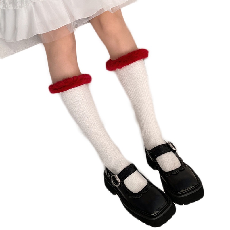 1 Đôi Tất Chân Phối Lông Phong Cách Lolita Ngọt Ngào Dành Cho Nữ