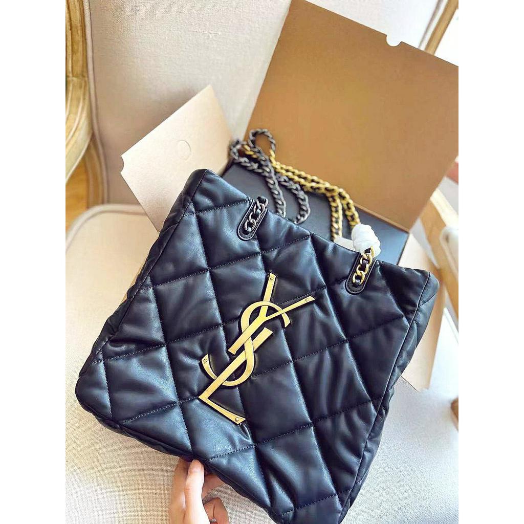 Túi Tote Shopping Bag Saint Laurent Chần Ô Trám Da Thật Full Box Size 28 35