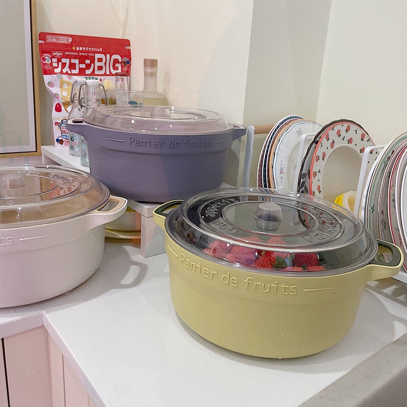 Rổ Nhựa Hai Lớp Ráo Nước Có Nắp Đậy Dùng Đựng Trái Cây/Rau Củ Trong Tủ Lạnh