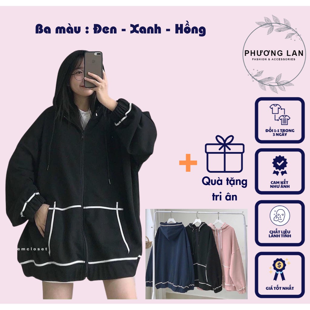 🌸 Jacket Form Rộng Có Mũ Màu ĐEN | HỒNG | XANH TÍM THAN Ulzzang 🌸 -