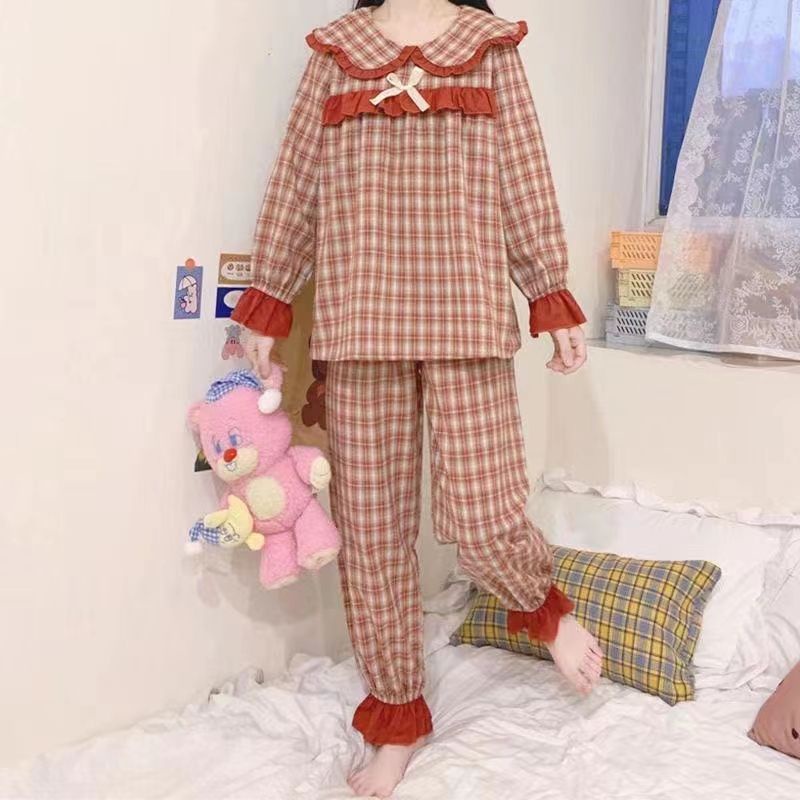 Bộ Đồ Ngủ Pijama Dài Tay Phong Cách Công Chúa Hoàng Gia Xuân Thu Bằng Cotton @