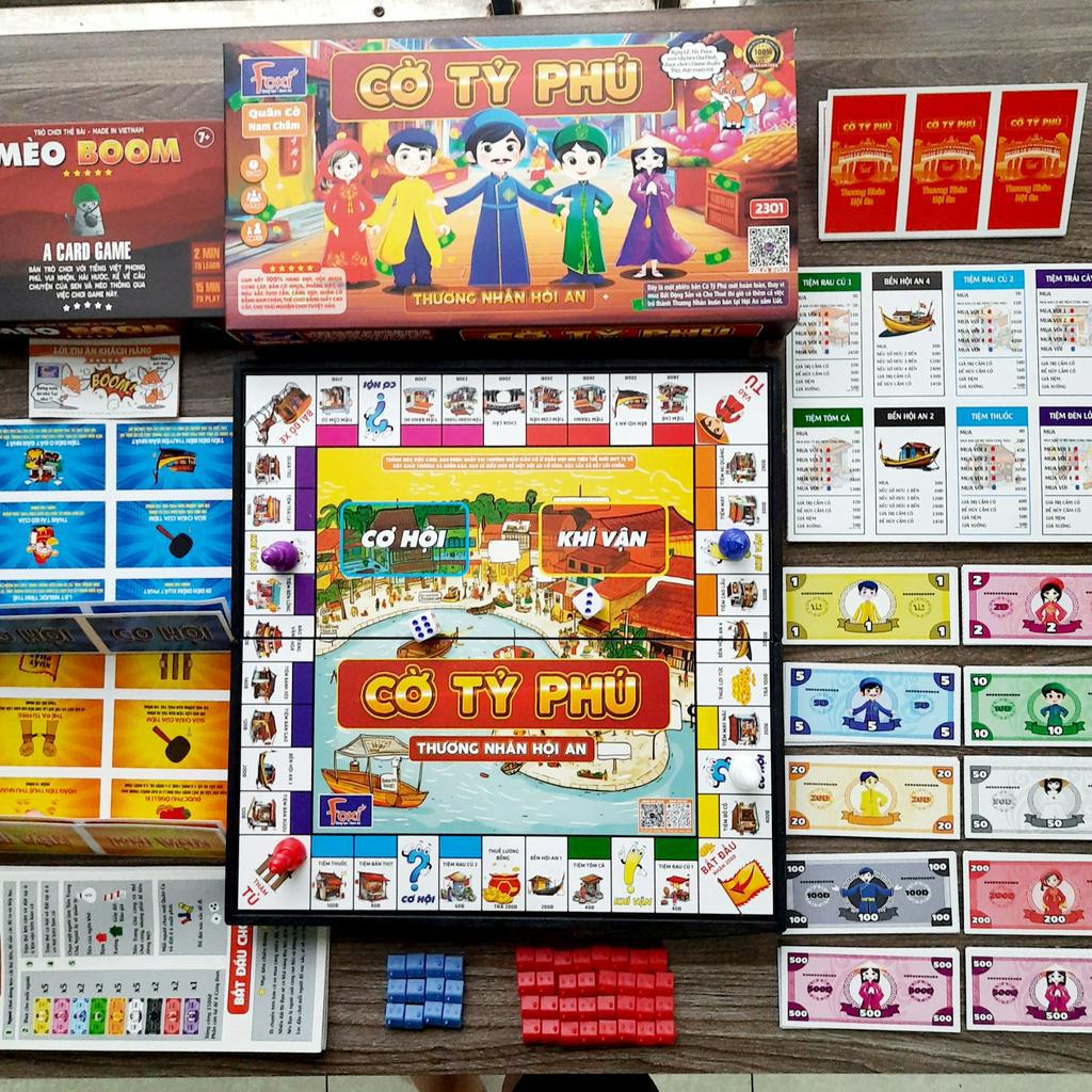 Bộ Cờ Tỷ Phú Foxi-cờ tỉ phú-Thương nhân Hội An-SIZE TO 31cm-Đồ Chơi thông minh-phát triển kỹ năng tài chính