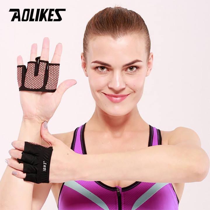 [Mã FAGREEN245 giảm 10% tối đa 30K đơn từ 99K] Găng tay nửa bàn Aolikes, Tập GYM 4 Ngón