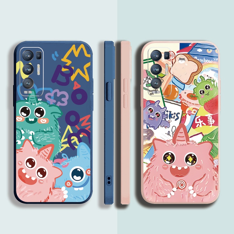 Ốp Điện Thoại Cạnh Vuông In Hình Quái Vật Mini Cho OPPO Reno6 Z 5G Reno 5 Pro 4 3 Reno2 Z F A95 5G A76 A96 4G