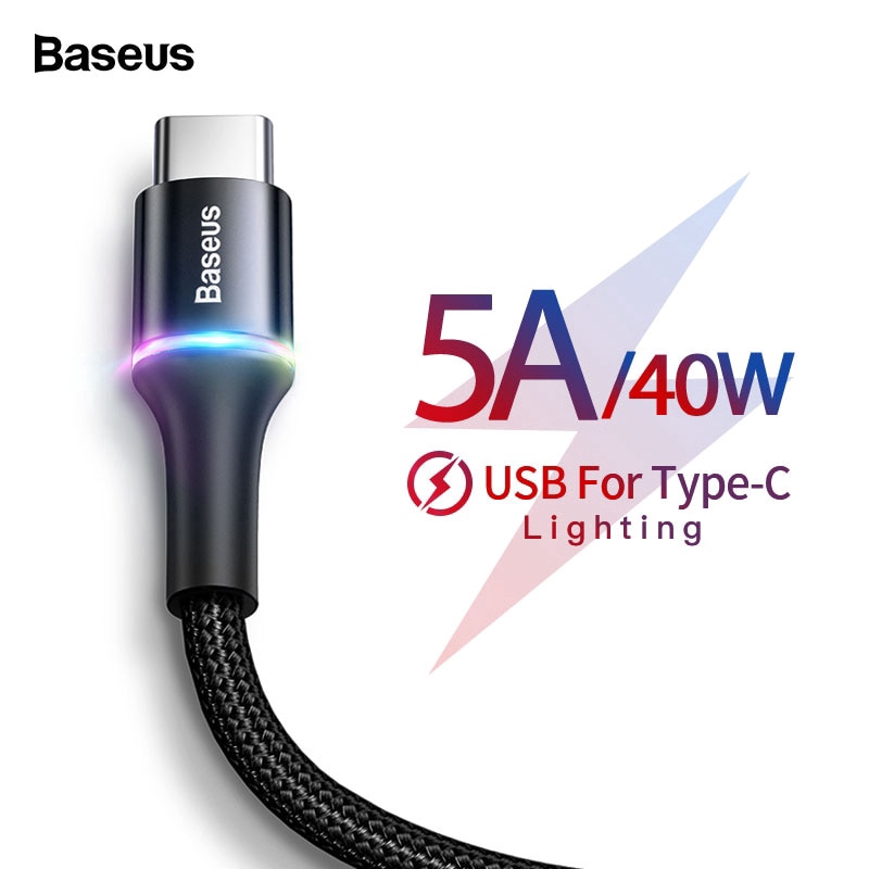 Cáp sạc Baseus Type C 5A 40W dành cho Huawei Mate 20 P30 P20 P10 Pro Lite Honor