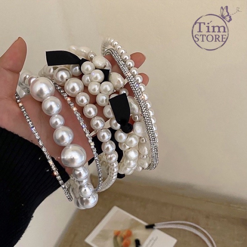 Băng đô cài tóc ngọc trai nhân tạo nhiều kiểu sang trọng TÍM STORE phụ kiện tóc hàn quốc dễ thương
