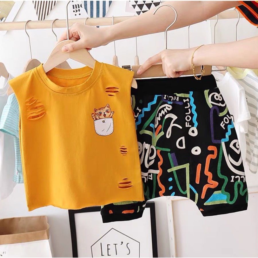 Bộ Cộc Tay Quần Lửng  Spint Cho Bé Trai, Set Cực Xinh Style Bad Boy Cho Bé Ken Store