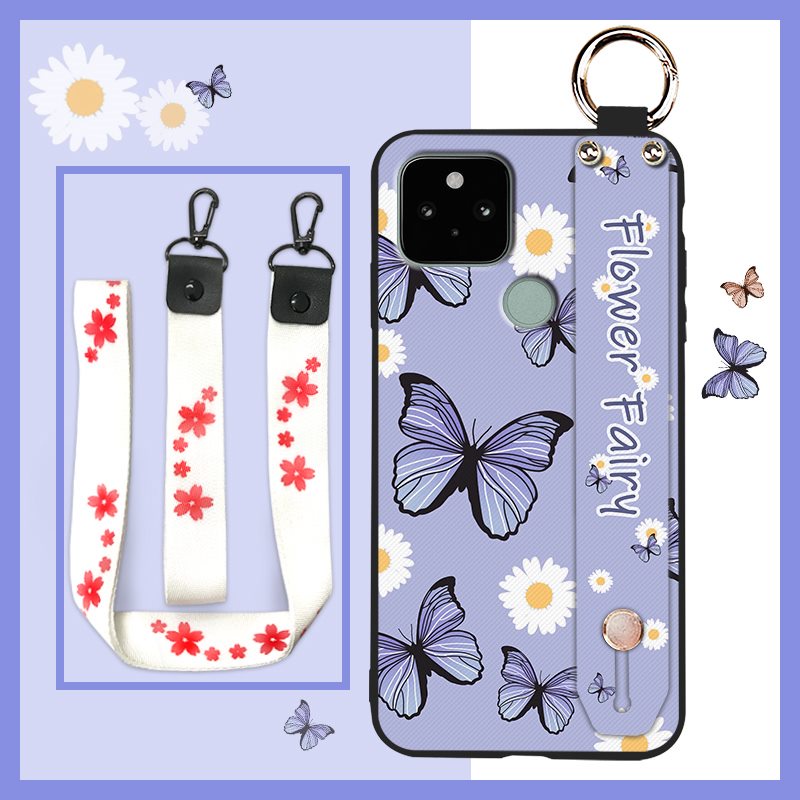 Anti-dust New Arrival Phone Case For Google Pixel 5 Soft sunflower Dirt-resistant Kickstand Lanyard Wristband
