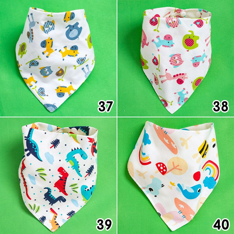 Yếm Ăn Tam Giác Hai Lớp Cài Nút Thời Trang Xuân Hè Cho Bé Sơ Sinh 0689