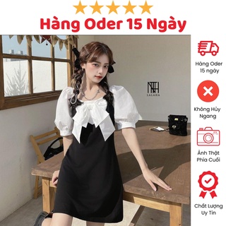 Váy nữ thắt nơ điệu đà phong cách hàn quốc