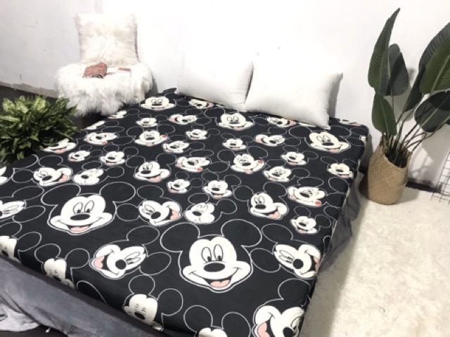 Bộ Ga Gối Cotton Poly Micki Đen