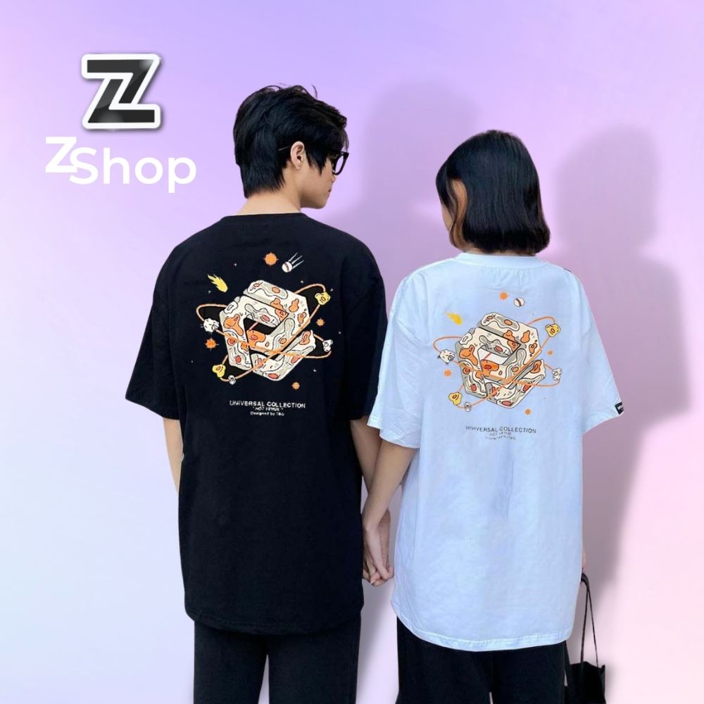 Áo Thun Cặp Đôi ZSHOP Cotton Cao Cấp CHUẨN LOCAL BRAND Unisex Nam Nữ Phông Rộng Hình In Nhiệt 100% Độ Bền Màu Cao ZS90B | BigBuy360 - bigbuy360.vn