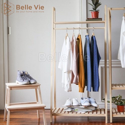 Giá Treo Quần Áo Hình Thang BelleVie Kệ Gỗ Treo Quần Áo 1 Tầng Lắp Ráp Đơn Giản Phong Cách Hàn Quốc