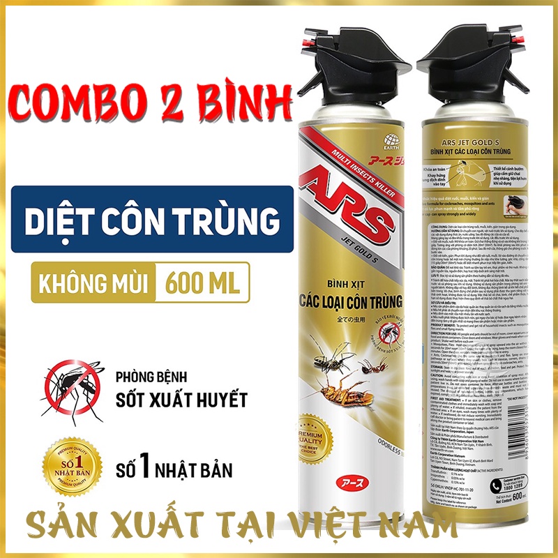 Bình xịt các loại CÔN TRÙNG  ARS JET GOLD S 600ml, Công nghệ Nhật Bản - Sản xuất tại Việt Nam