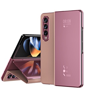 Gương Trong Suốt Dành Cho Samsung Galaxy Z Fold 7 Fold6 Fold5 Fold4 Fold3 Vỏ Da PU Bảo Vệ Toàn Diện