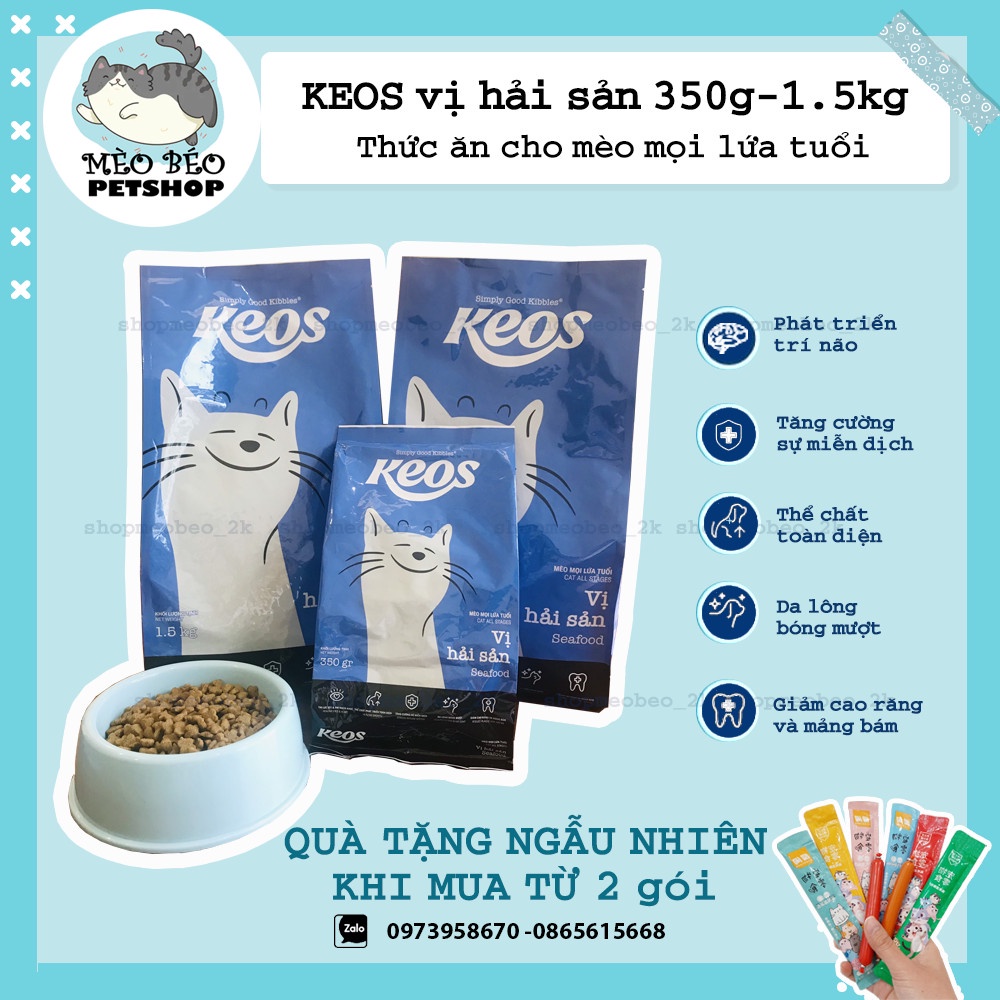Thức Ăn Hạt Cho Mèo Mọi Lứa Tuổi Keos 350g