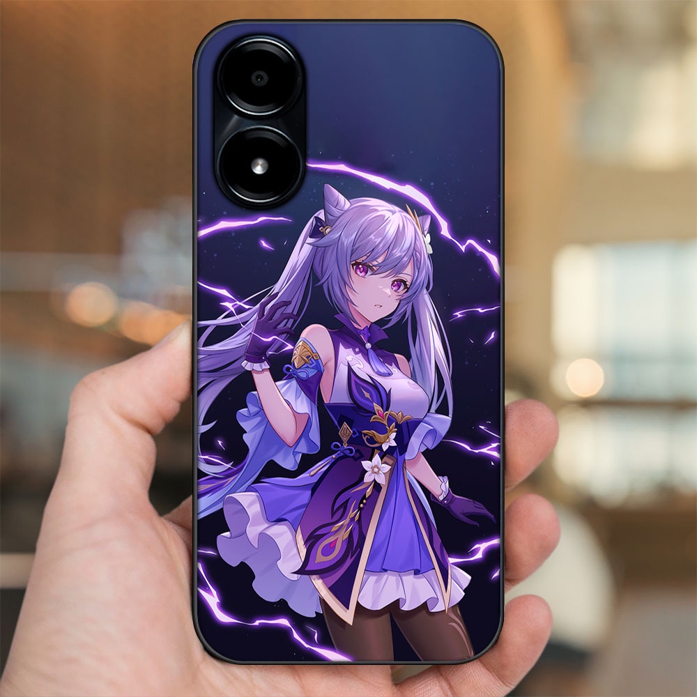 Ốp lưng Vivo Y02s viền đen in hình Keqing Genshin Impact