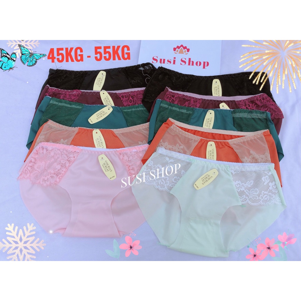 Bộ 10 Quần lót nữ Su Phối Ren Chéo Trước, from to size từ 45-60kg (HĐ.045)