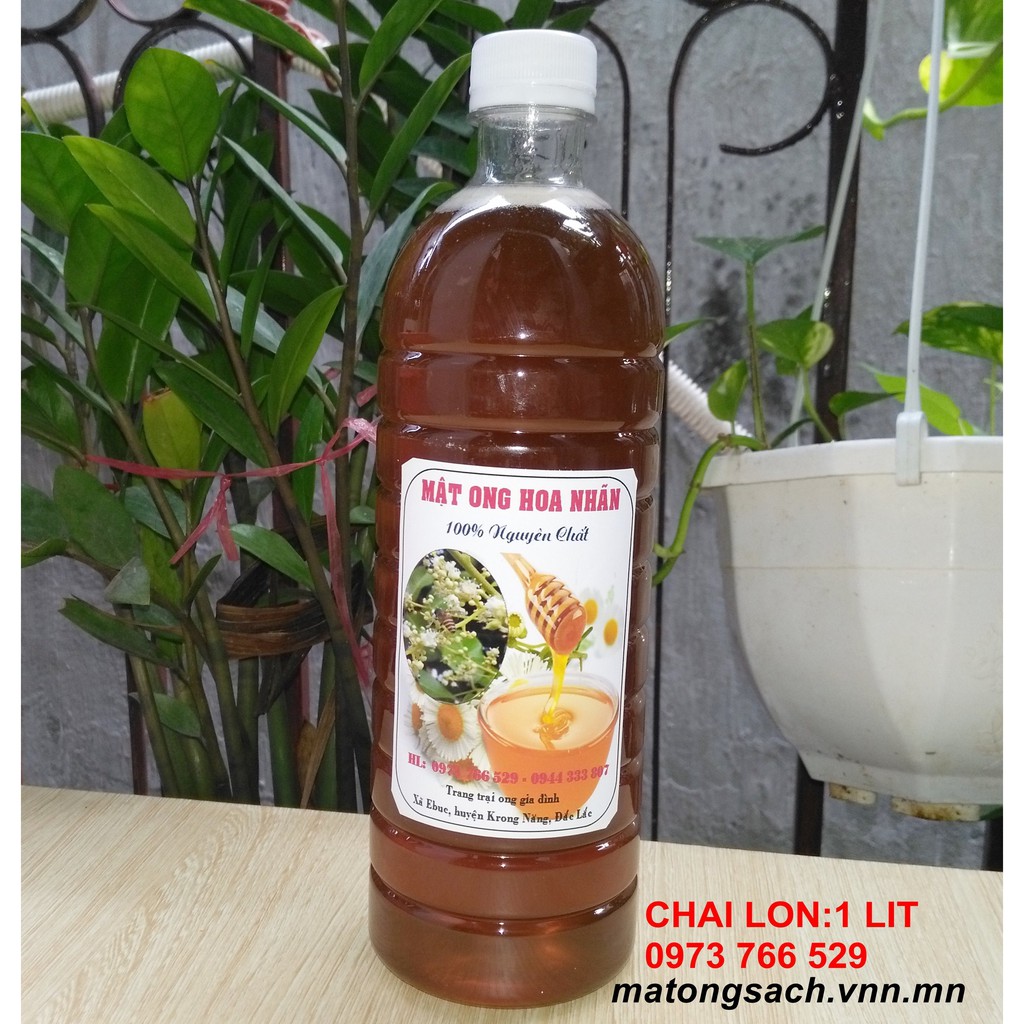 Mật ong nhãn 100% Nguyên Chất (chai 1 lit)@mật ong hoa nhãn