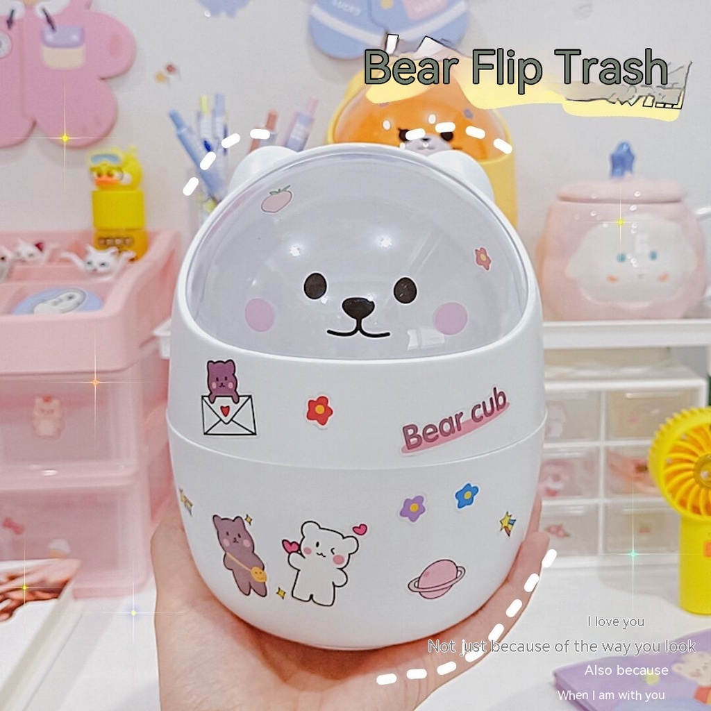 Thùng Rác Mini Có Nắp Sáng Tạo Dễ Thương Cho Phòng Ngủ Giá Đỡ