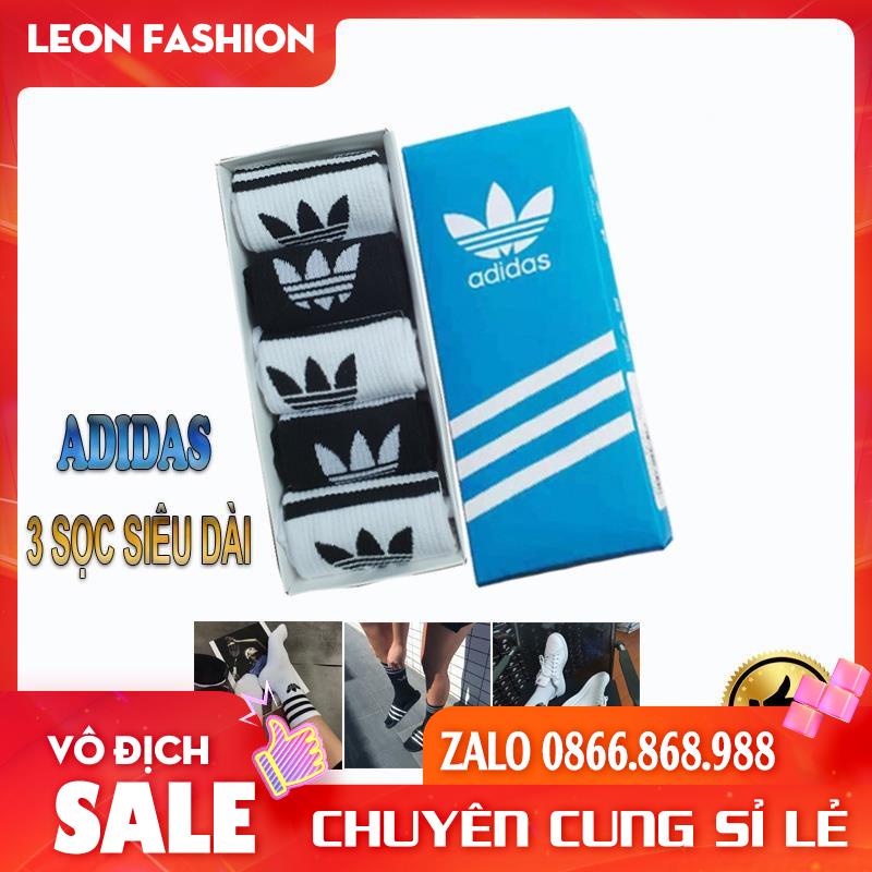 Tất ADIDAS Cổ cao 3 sọc Hàng loại 1 [Hộp 5 Đôi] Vớ Nam Nữ Thể thao Dệt kim Cao cấp QUÀ TẶNG - Kho sỉ tất