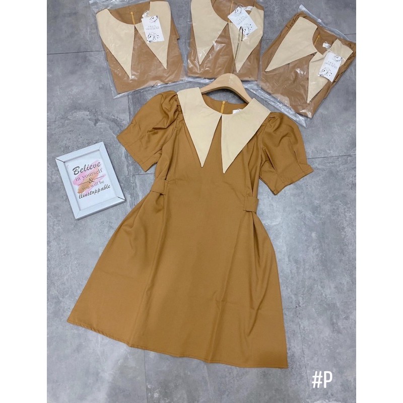 [Mã FAGREEN1505 giảm tới 30K đơn 99K] Váy nâu thời trang mix cổ vạt dễ thương⚡️Ảnh thật | BigBuy360 - bigbuy360.vn