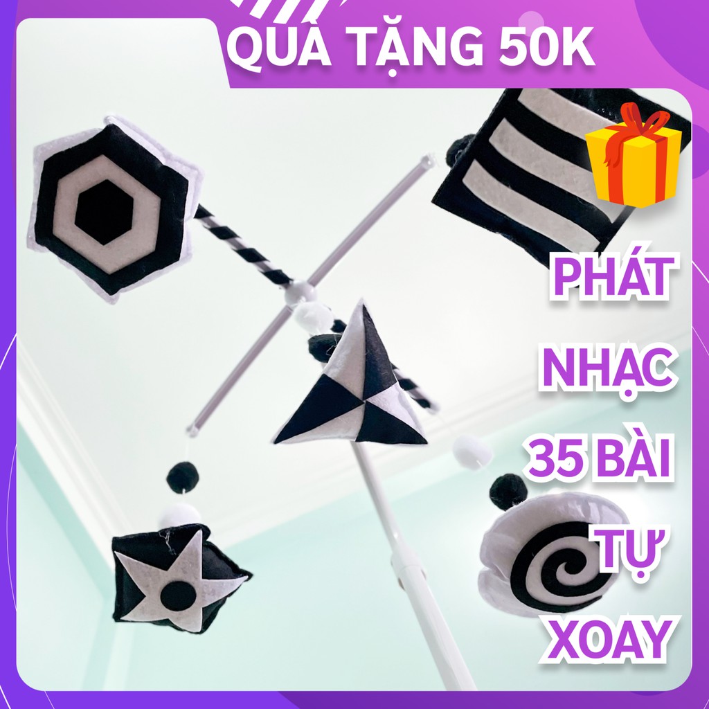 [TẶNG THANH TREO] Đồ chơi treo nôi đen trắng cho bé Coco Kids, bộ treo nôi cho bé kích thích thị giác, 4 mẫu đen trắng