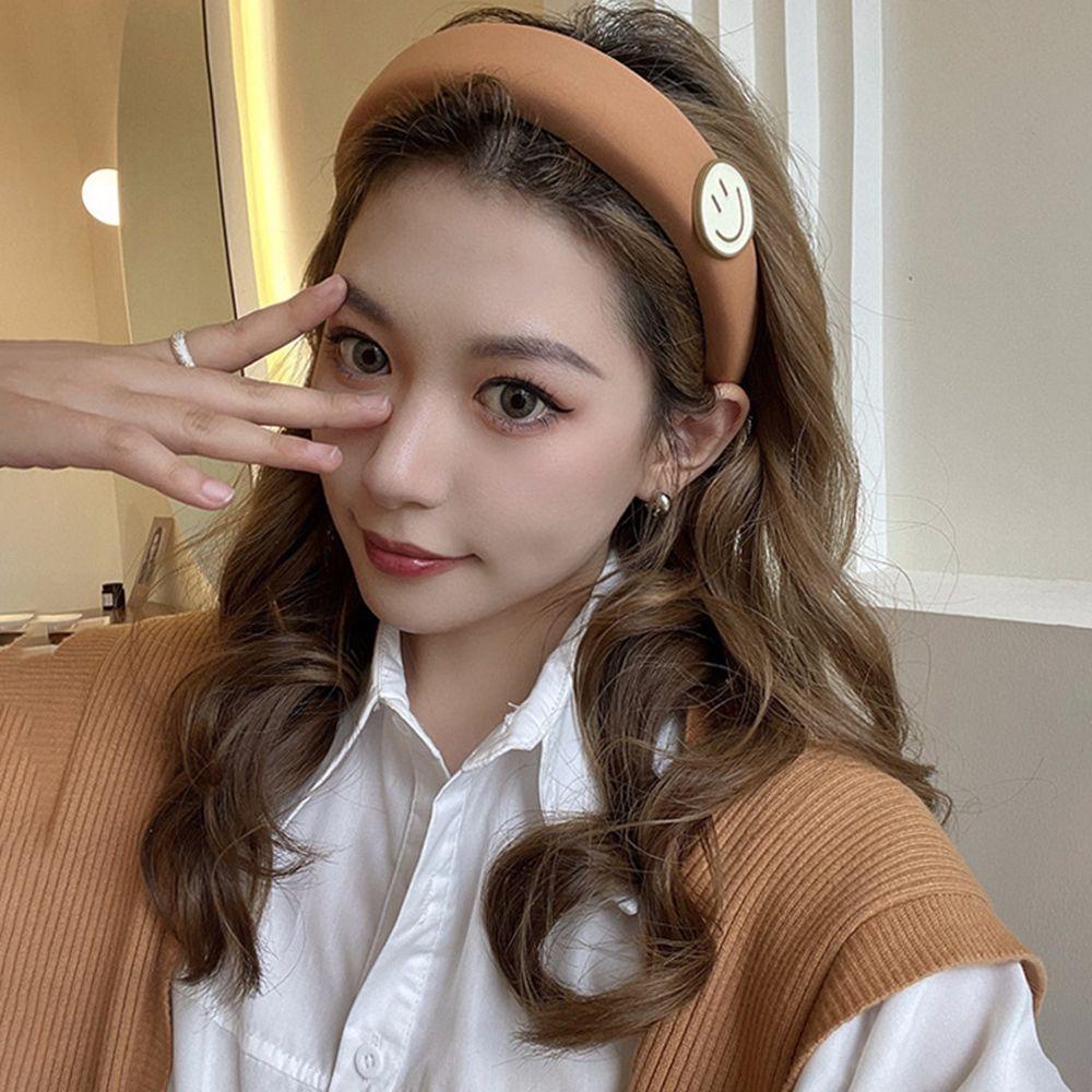 Băng Đô Cài Tóc Bằng Xốp Resin Dày Rửa Mặt Hình Mặt Cười Dễ Thương Cho Bạn Gái