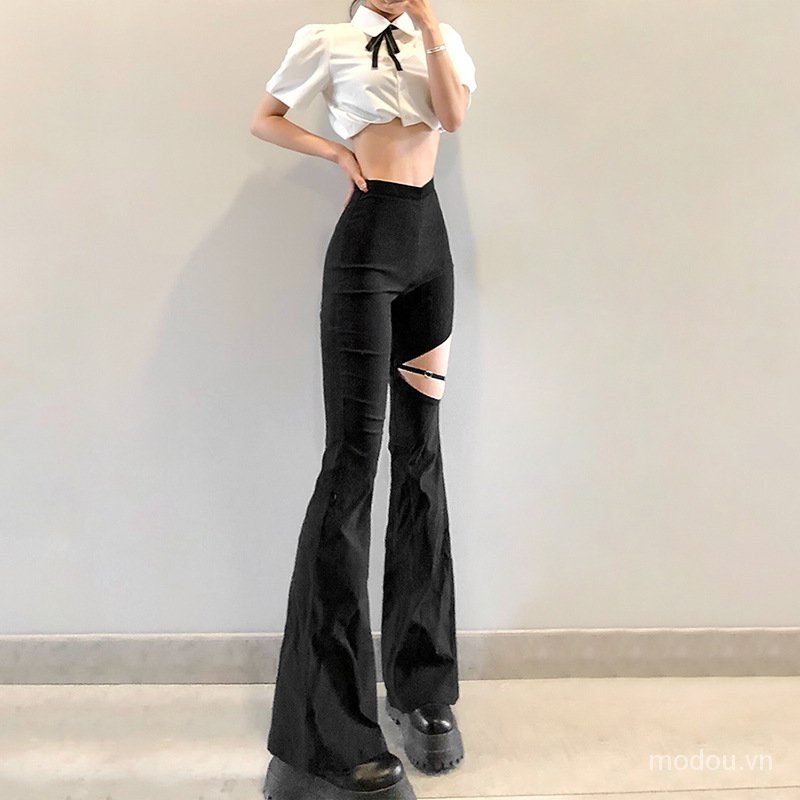 Quần dài ống loe thời trang retro cho nữ