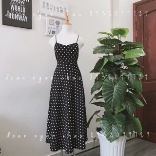 Đầm maxi chấm bi hở lưng ♥️