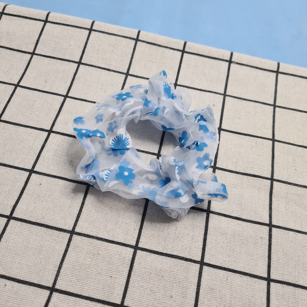 Cột tóc Vải Scrunchies hoa