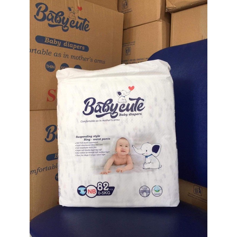 Bỉm Babycute dán/quần NB82/S72/Md60/Ld52/Mq52/Lq50/XL46/XXL44