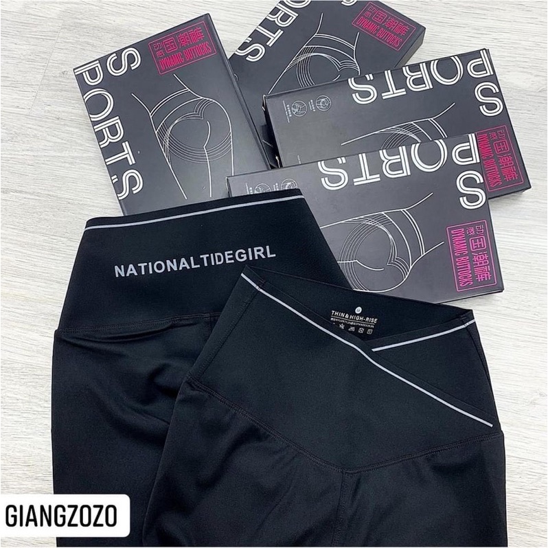 Quần legging cạp chéo túi giấy