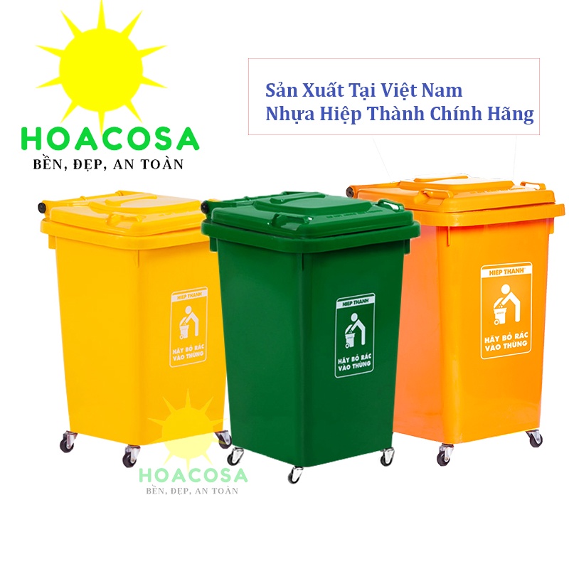 Thùng Rác Công Cộng 60L Có Bánh Xe Nhựa Hiệp Thành Cứng Cáp, Bền Lâu, Tiện Dụng- Đồ Gia Dụng Hoacosa