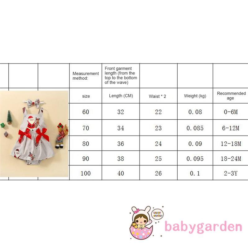 Bộ Áo Liền Quần + Đầm Sát Nách In Họa Tiết Giáng Sinh + Băng Đô Cài Tóc Xinh Xắn Cho Bé Gái 0-3 Tuổi