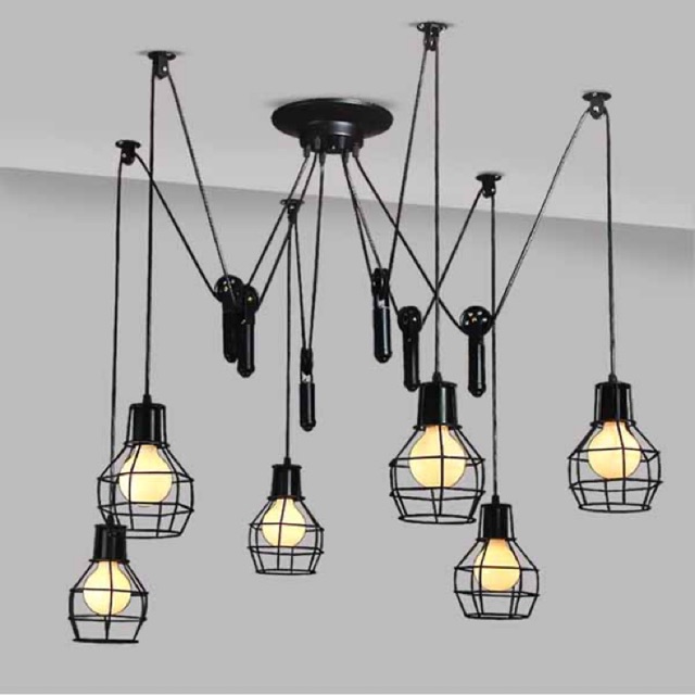 Đèn thả trần hình mạng nhện với 5 bóng tròn