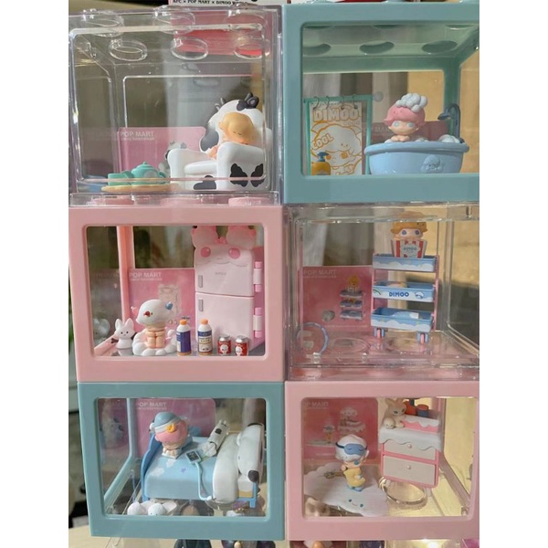 Hộp chống bụi trang trí trưng bày figure nendoroid goods dạng lego miếng ghép có thể xếp chồng lên nhau