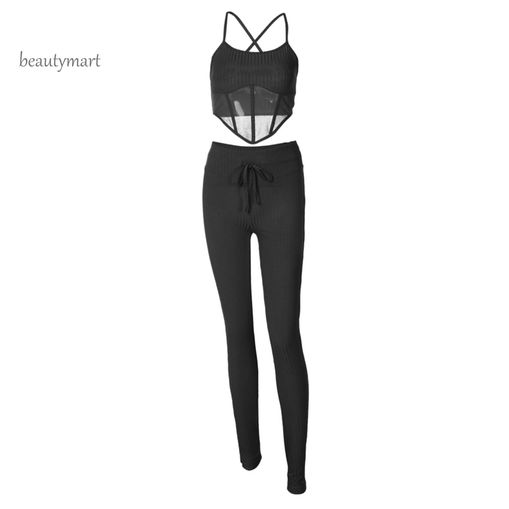 Bộ Áo Tank Top Không Tay Phối Quần Dài Vải Mềm Thời Trang Mùa Hè Cho Nữ