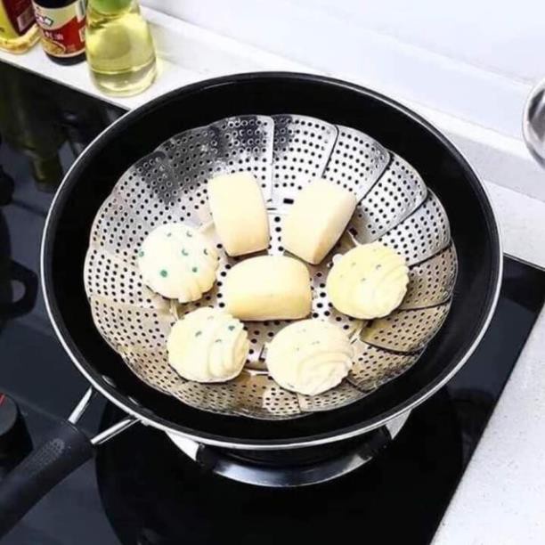 Xửng/vỉ hấp inox đa năng size 27cm gồm 3 chân xếp gọn tiện lợi, tiết kiệm không gian bếp