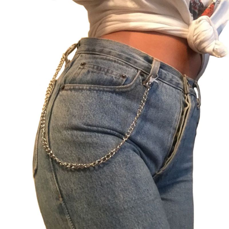 Set 3 chuỗi dây xích kim loại treo túi/ thắt lưng quần jean chống mất có khóa cài tôm hùm thời trang unisex