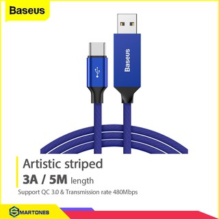 Cáp baseus chuẩn type c dài 5m hỗ trợ sạc nhanh q.c 3.0 cho samsung, huawei, xiaomi, oppo...