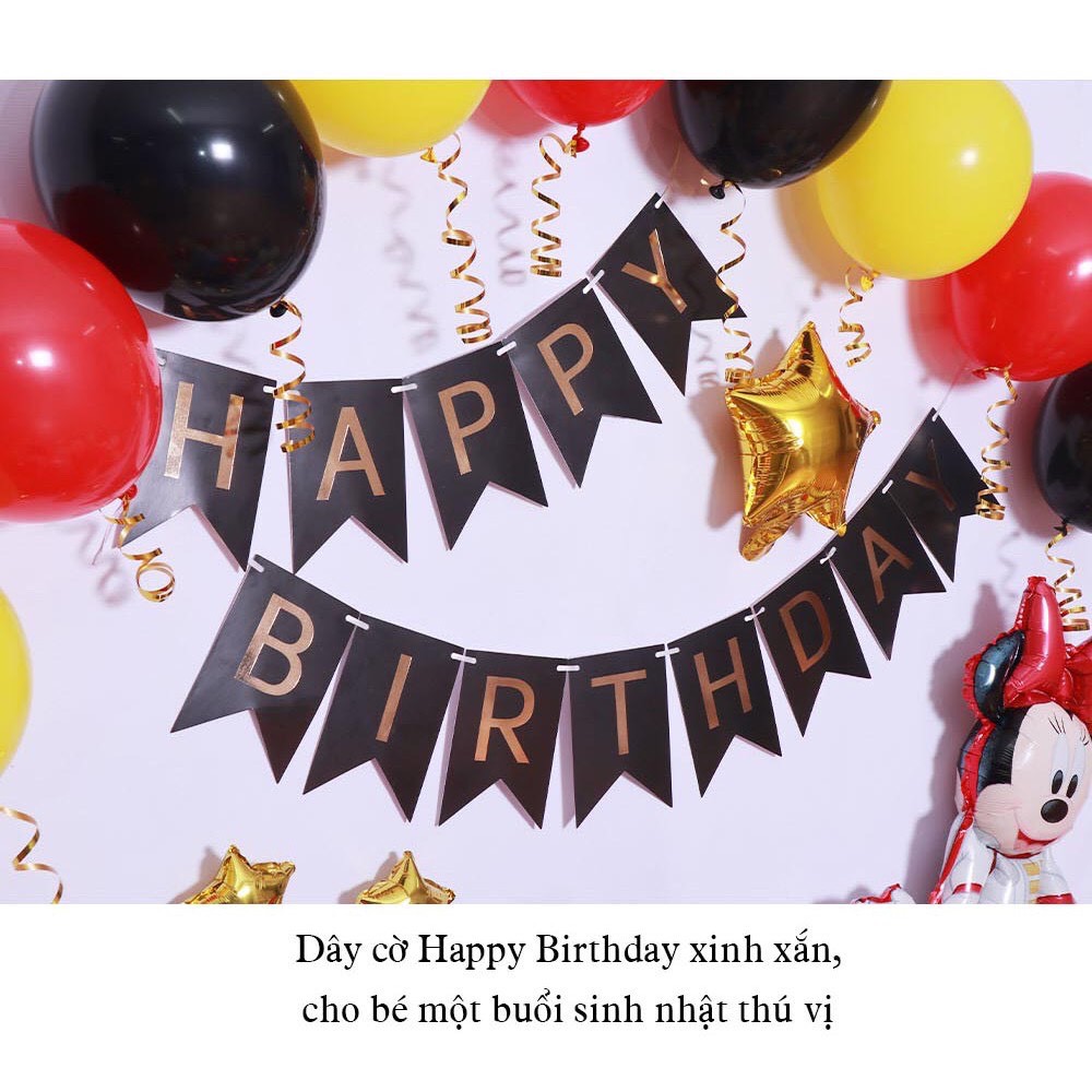 Dây chữ happy birthday đuôi cá bằng giấy ánh kim