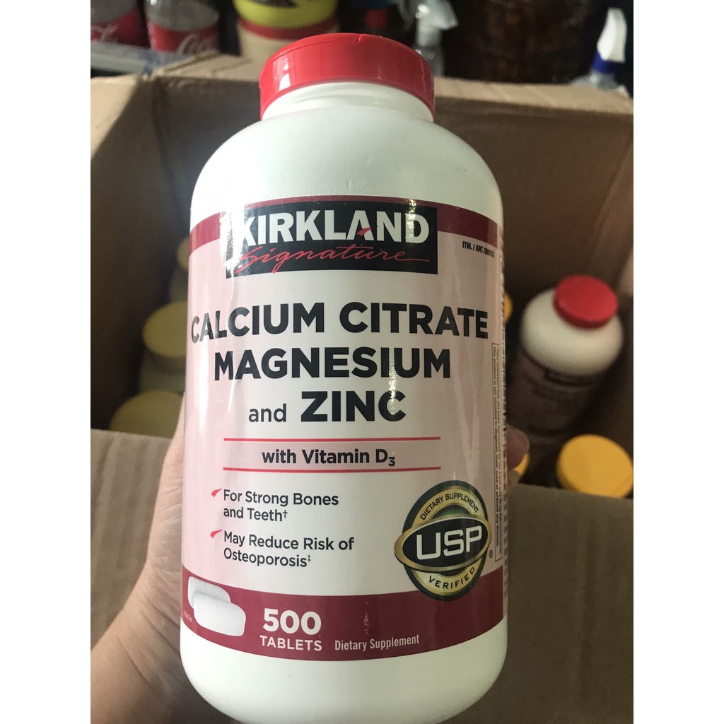 Viên uống bổ Sung Canxi Kirkland Signature Calcium Citrate Magnesium and Zinc with vitamin D3 500 viên