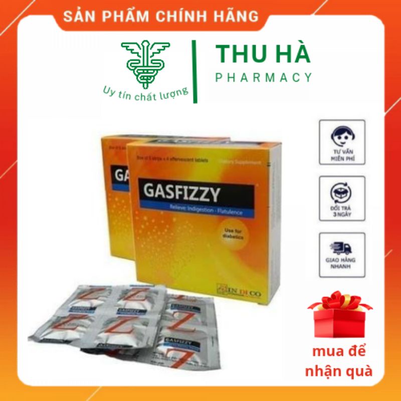 Viên sủi hỗ trợ tiêu hóa Gasfizzy  với chiết xuất đu đủ xanh giúp giảm chứng đầy bụng