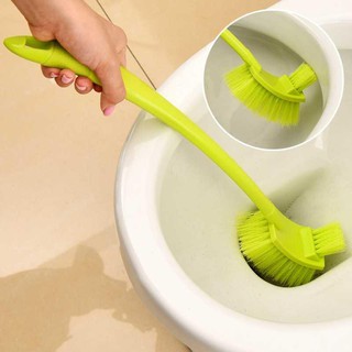 Cọ bồn cầu toilet 2 đầu chà vệ sinh nhà tắm cán dài lông chổi mềm bằng nhựa cao cấp