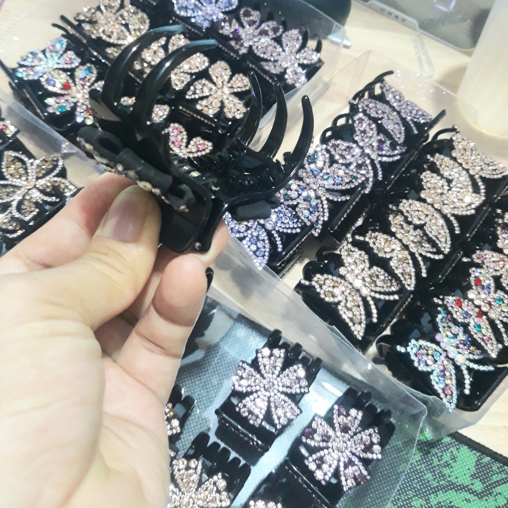 Kẹp tóc đính đá 5 - 3 răng cào 3 - 5 răng cặp tóc đính đá sang chảnh, XẢ LỖ NGHỈ BÁN
